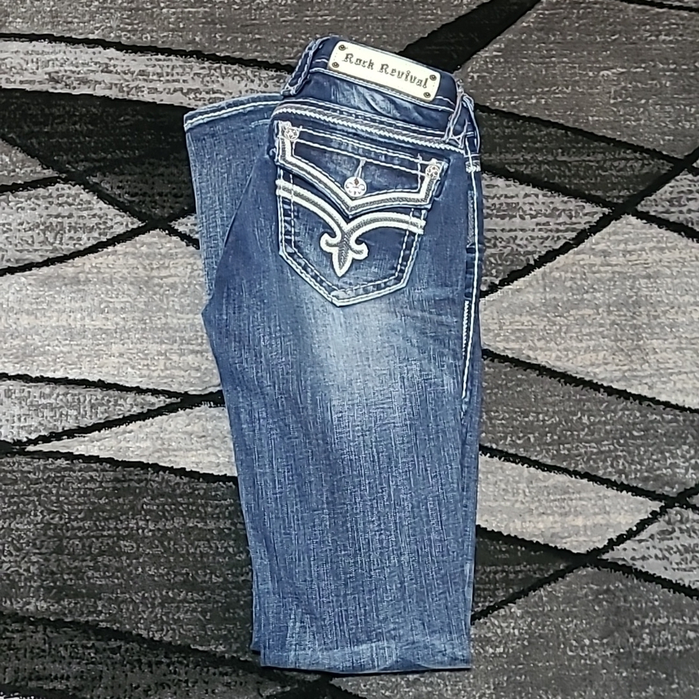 ROCK REVIVAL ASHLEY EMBROIDERED BOOT-CUT DENIM JEAN